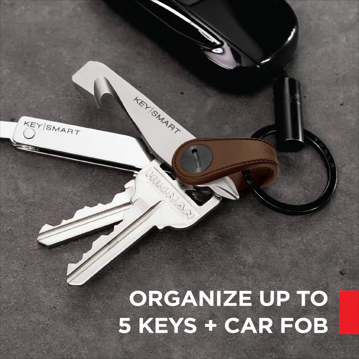 KeySmart Mini Minimalist Leather Key Holder Brown