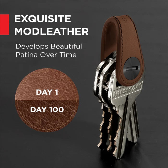 KeySmart Mini Minimalist Leather Key Holder Brown