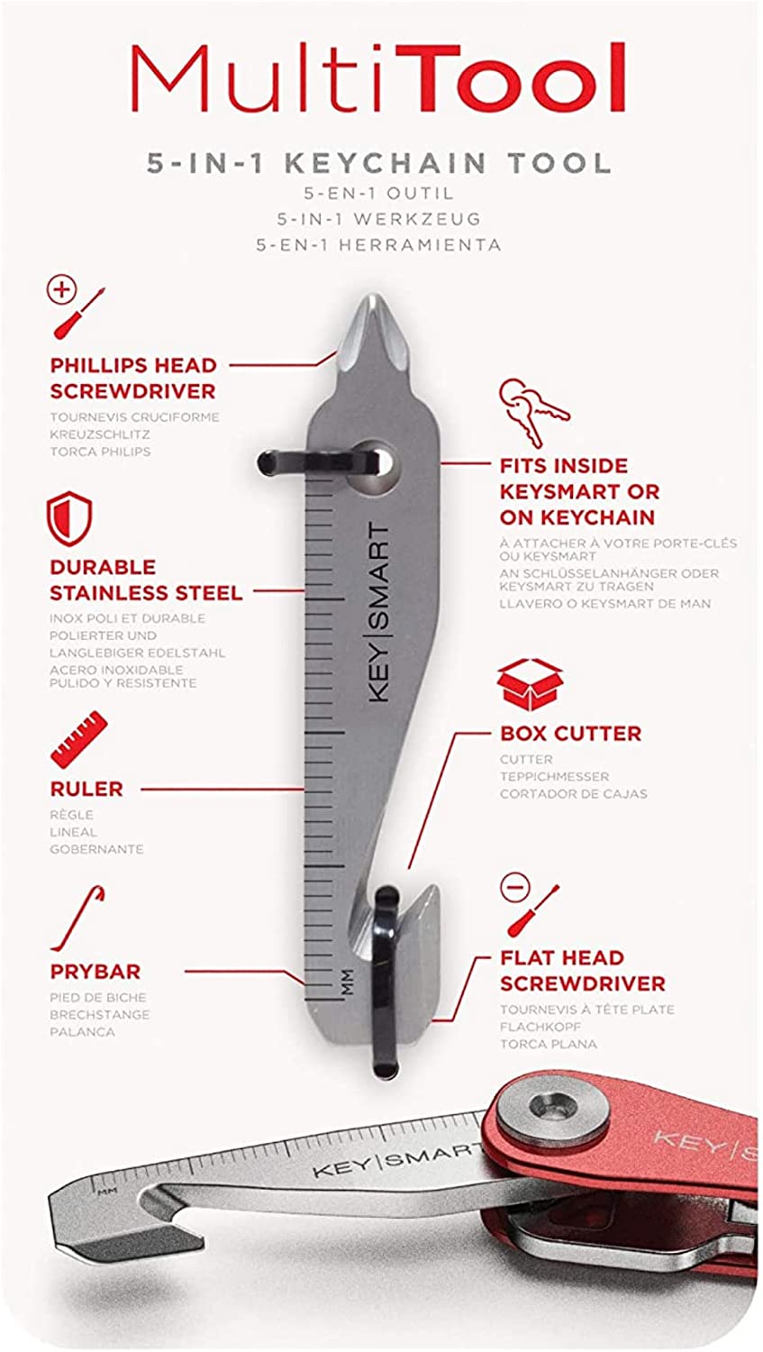 KeySmart MultiTool 5-in-1 Keychain Tool Stainless Steel