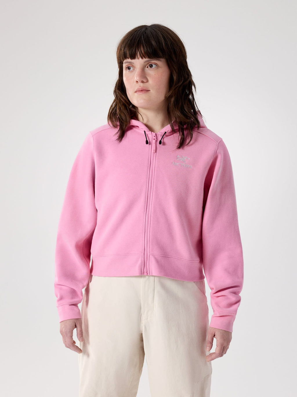 Emblem Fleece Full Zip Crop Hoody Women's