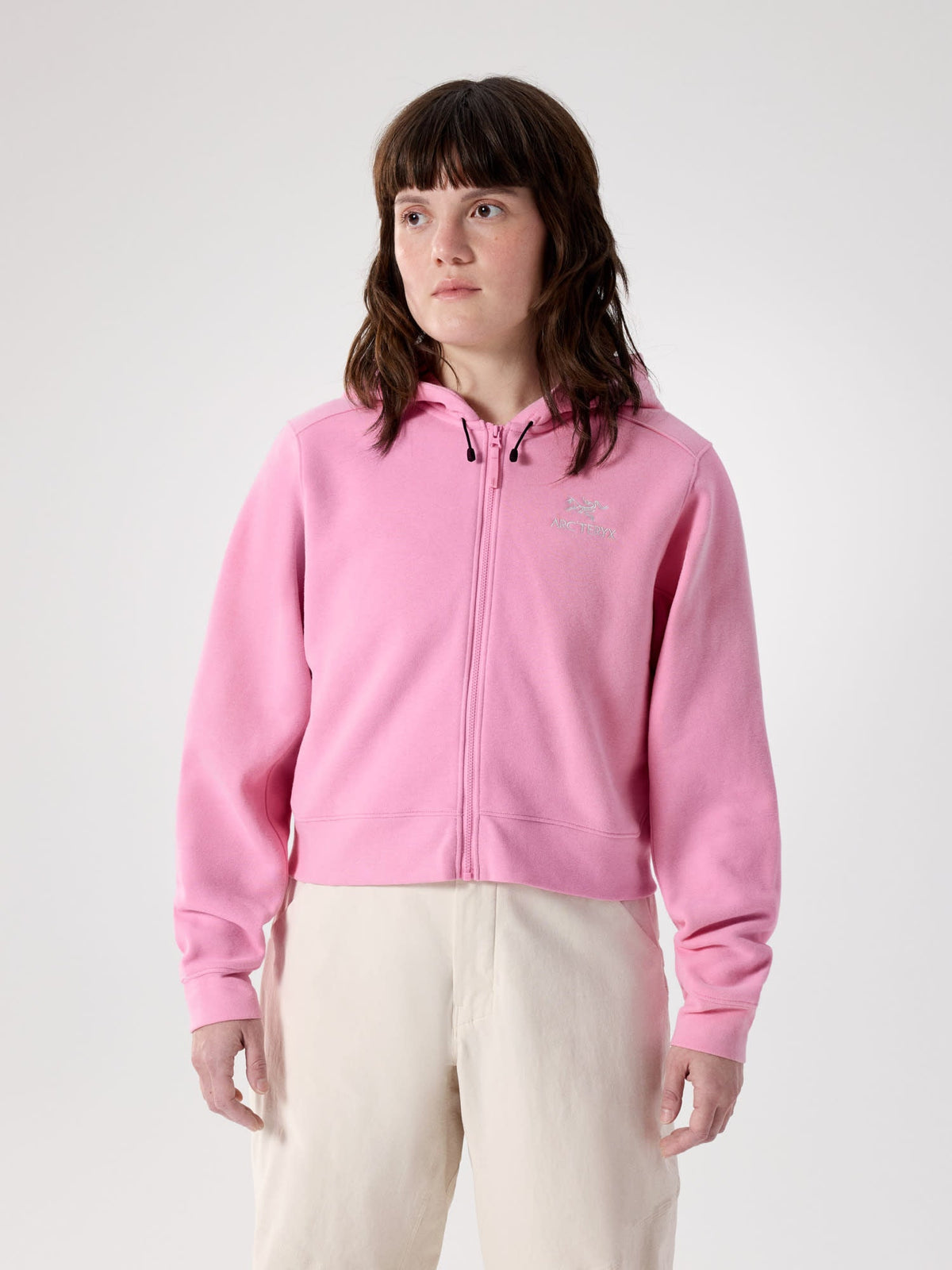 Emblem Fleece Full Zip Crop Hoody Women's